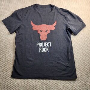 Project Rock Mens Gray Short Sleeve Graphic T-Shirt Athletic Top